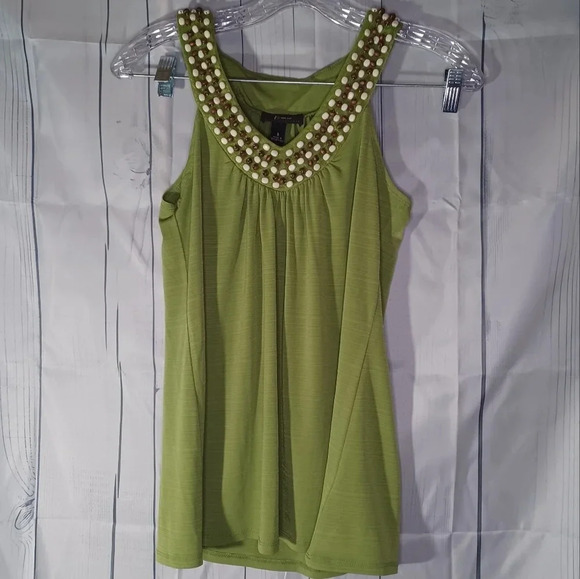 B.Wear Tops - B.wear sleeveless V-neck top with wooden beads neckline